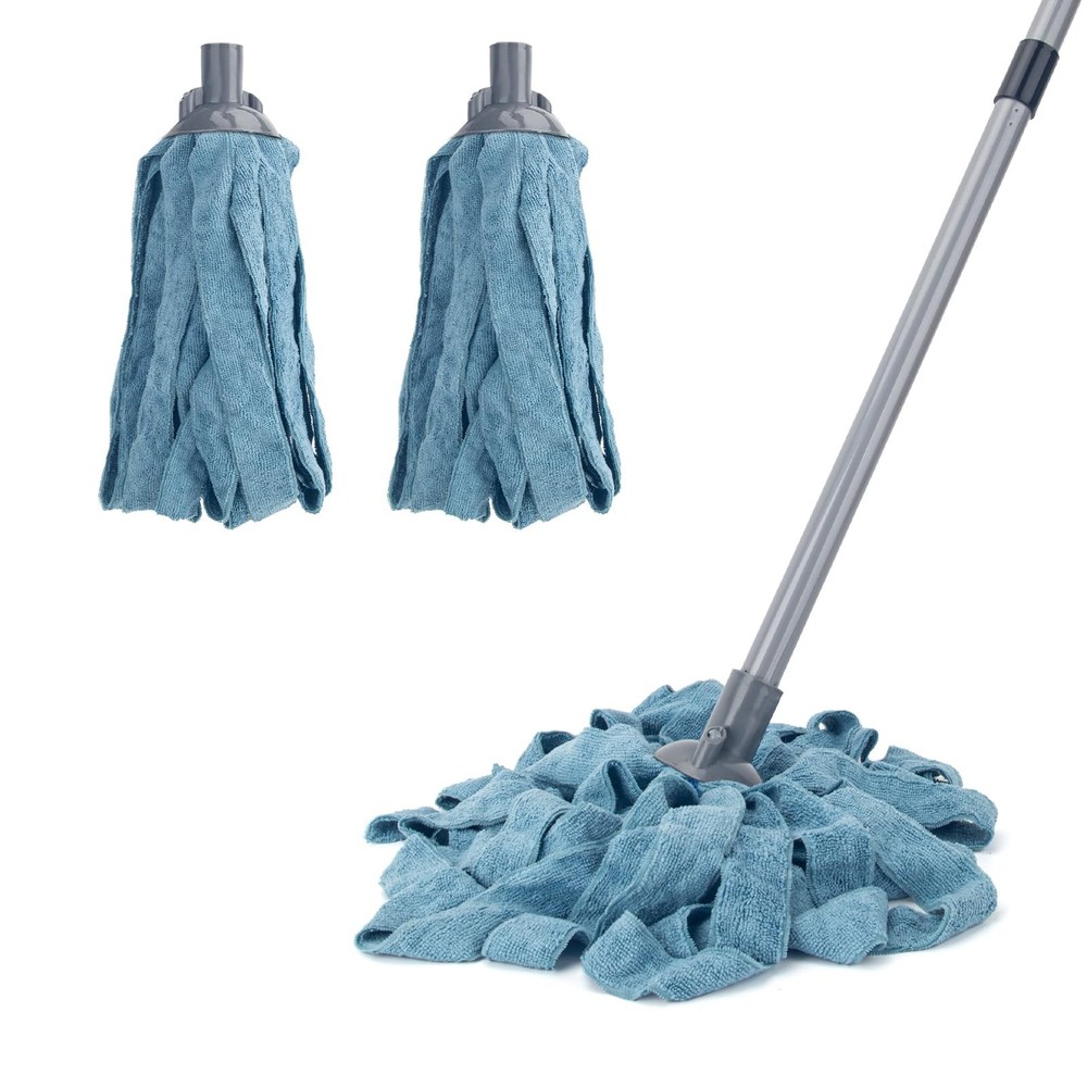 KeFanta Mops for Floor Cleaning,One Mop Handle with 2 Blue Microfiber Cloth M…