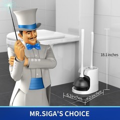 MR.SIGA Toilet Plunger and Bowl Brush Combo for Bathroom Cleaning, White, 1 Set