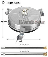 15″ Surface Cleaner 4000PSI Stainless Steel Pressure Washer W/ 3 Wheels& 2 Wands