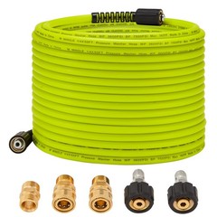 50 Ft x 1/4 Inch Green Pressure Washer Hose Replacement M22 Fittings