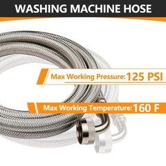 1-Pack HeSun 5 Ft Washing Machine Hose, 3/4″ FHT Stainless Steel Washer Hose …