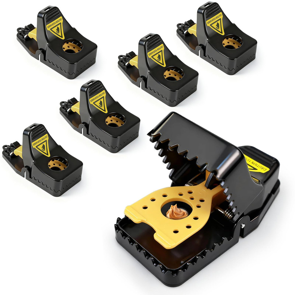 6-Pack Mouse Traps, Small Trap Indoor for – 610, black + yellow