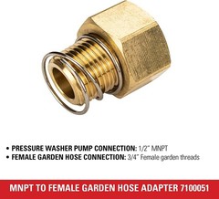 Simpson Genuine OEM Inlet Fitting, 1/2″ NPT(M) X 3/4″ GHT – 7100051