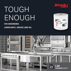 WypAll® PowerClean™ L40 Extra Absorbent Towels, Jumbo Roll (750/Roll), 05007