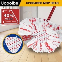 Ucoolbe Upgraded mop Refill for O Cedar, 3 Pack Spin 3 Pack, White & Red
