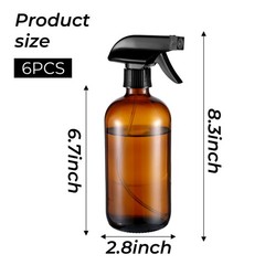 Pafeooui 6 Pack Amber Glass Spray Bottles, Refillable 16 oz Empty Bottle…