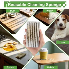 Jeymei 4-Pack Damp Clean Duster Sponge,Damp Dusting 4, Gray/Pink/Green/Yellow