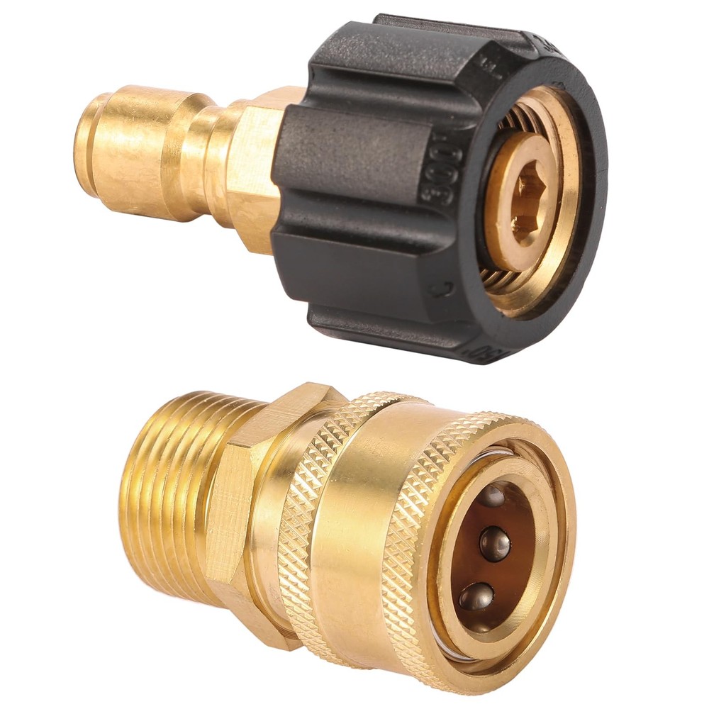 Pressure Washer Quick Connect Fittings, M22 14mm to 3/8″, 1 Set