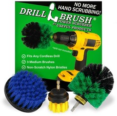 Drillbrush Medium Drill 2in, 4in, 3.5in corner brush, Yellow, Green, Blue
