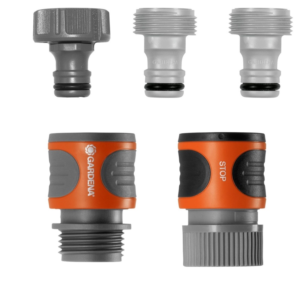 GARDENA (18270-81) 5-Piece Quick Connect Hose 5 Pack, Orange, Black, Grey