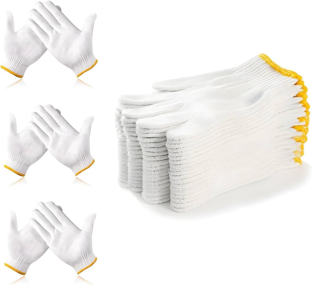 Unisex white cotton polyester knittedsafety gloves,suitable for gardening
