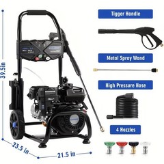 EDPW07 Gas Pressure Washer Wheel-Mounted 7 HP 3500 PSI 2.3 GPM 25 FT Hose