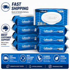 Cottonelle Fresh Feel Flushable Wet Wipes, Adult Wet Wipes, 8 Flip-Top Packs, 42