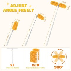 6 ft Extendable Duster Handle with 20 20 Count + 6ft Extended Handle, Orange