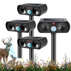 2026 4Pack Sonic Fortress Pro Deer Repellent Outdoor Solar Ultrasonic black