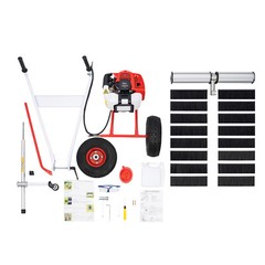 1.7hp Gas Power Walk Behind tractor dirt snow Sweeper Broom Driveway Walkway USA