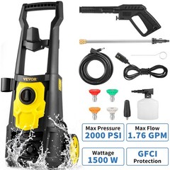 2000 PSI Electric Pressure Washer 1.76 GPM with 5 Nozzles & Foam Cannon