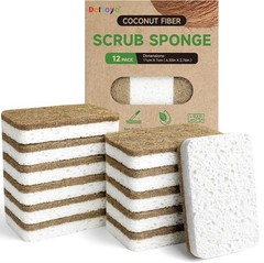 12 Count Plant-Based Kitchen Spons, postable Cellulose Spon,
