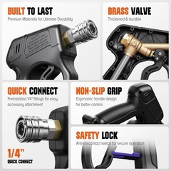 Short Pressure Washer Gun, High Pressure Washer Gun 4500 PSI M22-14mm & 3/8″ …