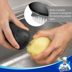 MR.SIGA 2 Pack Black Fruit Vegetable Cleaning Brush Non Slip Grip
