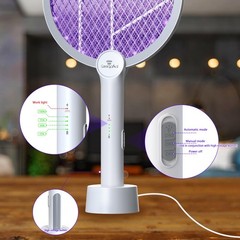 Gooqand Bug Zapper Racket 2 In 1 Mode Electric Fly Swatter Usb Rechargeable