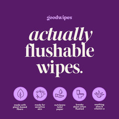 goodwipes Flushable Butt Wipes, Lavender Scented, 6 Pack, 300 Total Wipes