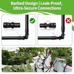 RedChili Drip Irrigation Universal 1/4″ Barbed Elbow Elbow-80P, Black
