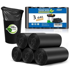 3 Gallon Compostable Trash Bags – Black Small Garbage Bag Bulk 200 Count Heav…