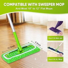 18-Pack Reusable Mop Coral Fleece 18p Sweeper Reusable(Green), Green-18 Pack