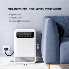 Frizzlife DH80 Air Dehumidifier, 135oz Water Tank W/Purifying Function, Quiet…