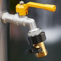 Xiny Tool Garden Hose Shut Off Valve, 2 Pack 3/4 Inch 2 Pack, Gold, Black
