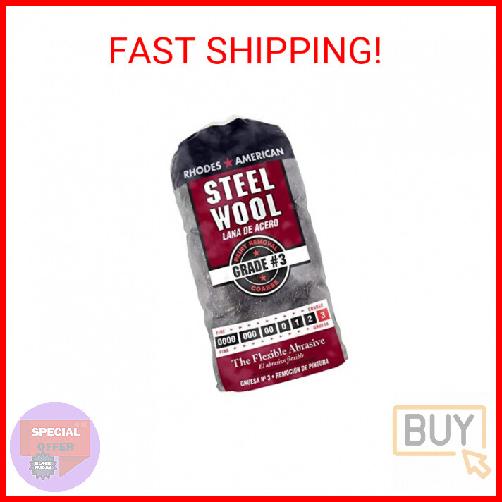 Homax Rhodes American Paint Removal Steel Wool, Coarse Grade #3, 12 Pads