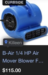 B-Air VP-25 Air Mover High Velocity Fan 1/4 HP Model VP-25 MPN VP-25