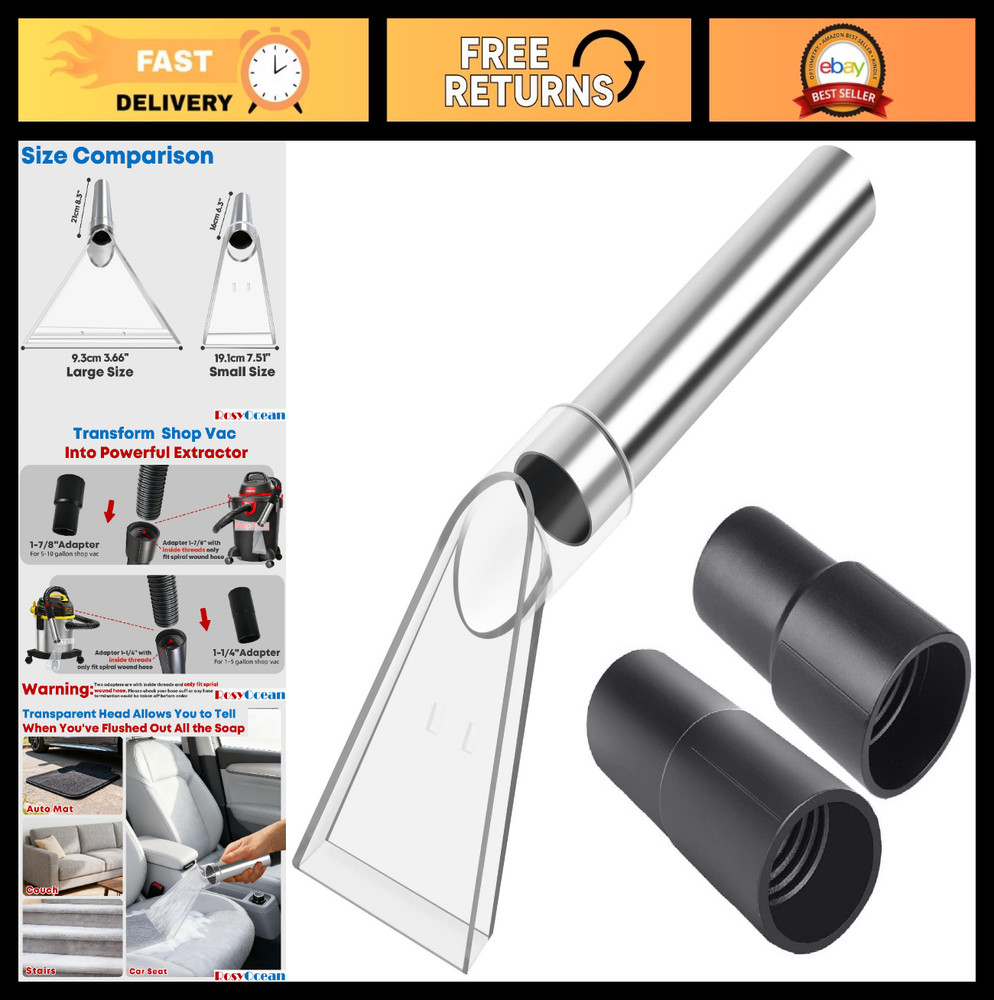 Upholstery & Carpet Cleaning Extractor Attachment – Auto Detailing Vacuum Wand T