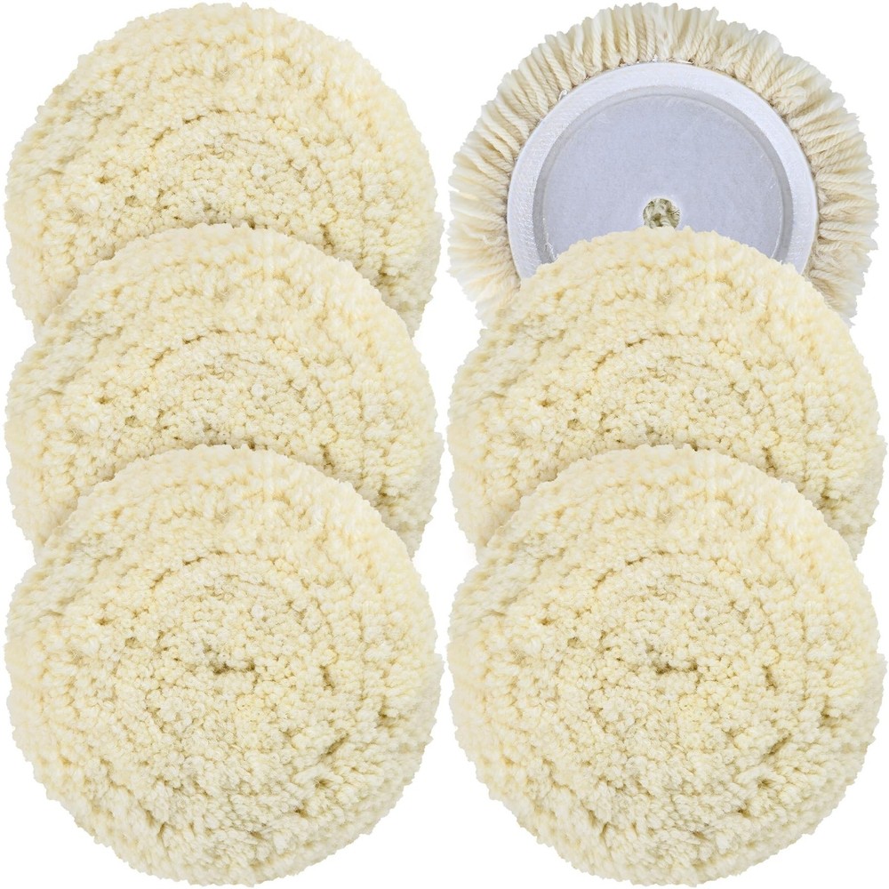 6 PCS Wool Buffing Polishing Pads – 8 Inch Natural Wool Cutting Pads with Hoo…