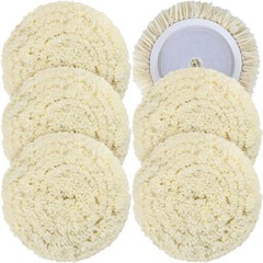 6 PCS Wool Buffing Polishing Pads – 8 Inch Natural Wool Cutting Pads with Hoo…