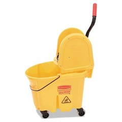 Rubbermaid WaveBrake 35 Qt Yellow Mop Bucket with Down Press Wringer