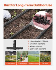VEVOR Drip Irrigation Fittings Kit for 1/4″ tubing compatible, Black