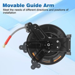 FIXFANS Pressure Washer Hose Reel with for Hot and 50 FT, Black, Grey