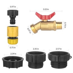 IBC Tote Garden Hose 2.44″ Fine, 2″ Coarse, 1/2 Hose-Brass