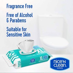 Nice ‘N CLEAN Extra Large Flushable Wipes | 40% 60 Count (Pack of 3), White