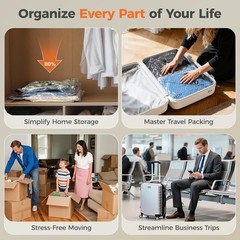 18-Pack Vacuum Bags for Travel with Rechargeable Pump, Compression Packing Bags