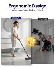 HelpX Small Floor Scrub Brush with Length Adjustable Long 1 Pack, Gray