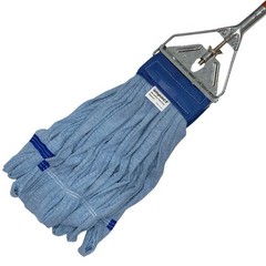 Rubbermaid 60” Slide Mop Wood Handle + 4x IMPACT Medium Microfiber Tube Mop Blue