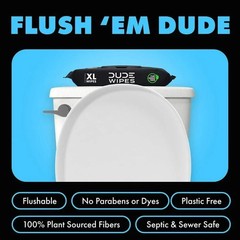 DUDE WIPES XL Flushable Wipes, Fragrance Free, 8 ct., 400 wipes