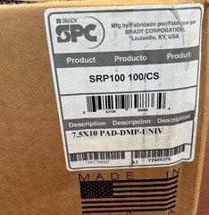 Brady Sorbent Pad 5 gal 7.5in x 10in Gray Polypropylene SRP100 Brady B72
