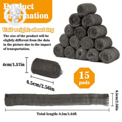 MAQIHAN Steel Wool Pads 0000 15PCS – Steel Wool 0000 Roll Glass Wood Fabric Meta
