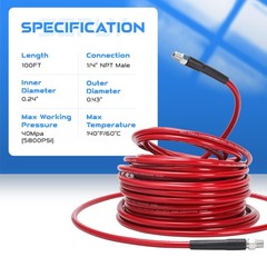 Sewer Jetter Kit for Pressure Washer, 100FT 5800 PSI 100FT, Red – Hose Only