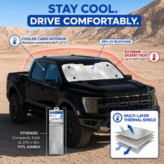 LUBECH Heavy Duty Hand Wipes, 6-Pack + Free Jumbo Accordion Windshield Sunshade.