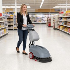 14″ Walk-behind Floor Scrubber Machine 15000 Sqft/h 4-gal Tank 18″ Suction